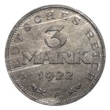Монета 3 марки 1922 года Е Германия «3-я годовщина Веймарской конституции» (аверс)