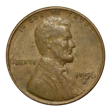 Монета 1 цент 1956 года D — США (аверс)