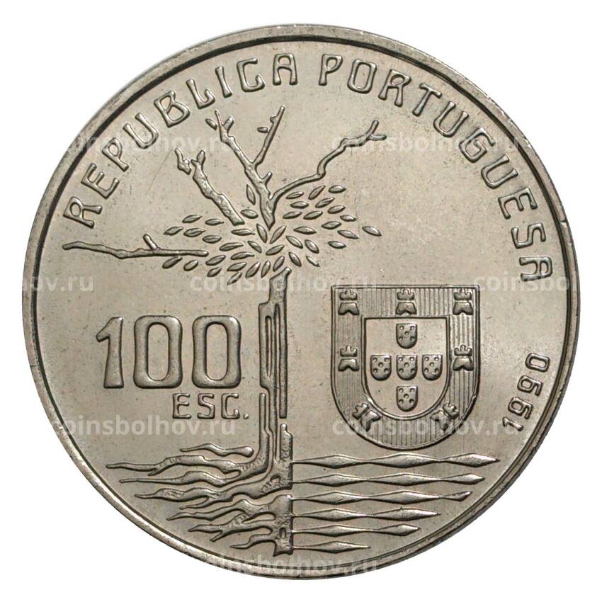 Монета 100 эскудо 1990 года Португалия «1100 лет со дня смерти Камилу Каштелу Бранку» (вид 2)