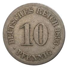 Монета 10 пфеннигов 1893 года J Германия (аверс)