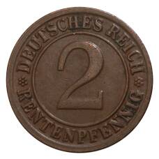 Монета 2 рентенпфеннига 1923 года D Германия (реверс)