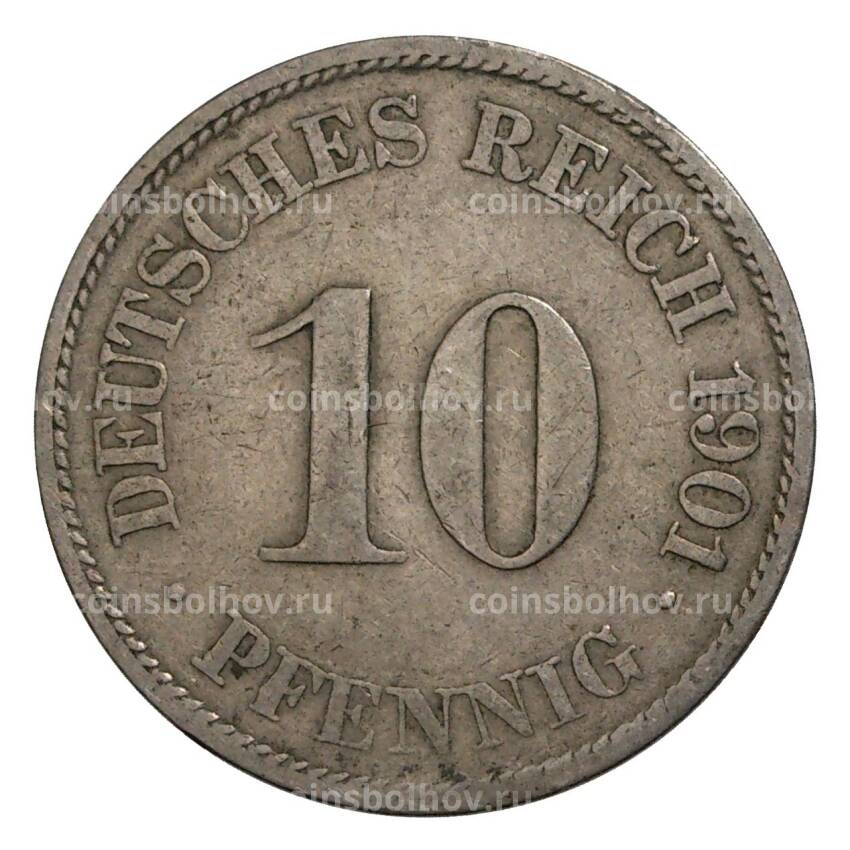 Монета 10 пфеннигов 1901 года J Германия
