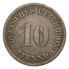 Монета 10 пфеннигов 1905 года G Германия (аверс)