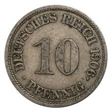 Монета 10 пфеннигов 1906 года J Германия (аверс)