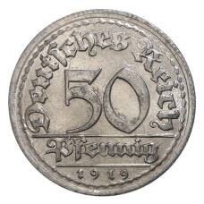 Монета 50 пфеннигов 1919 года D Германия (аверс)