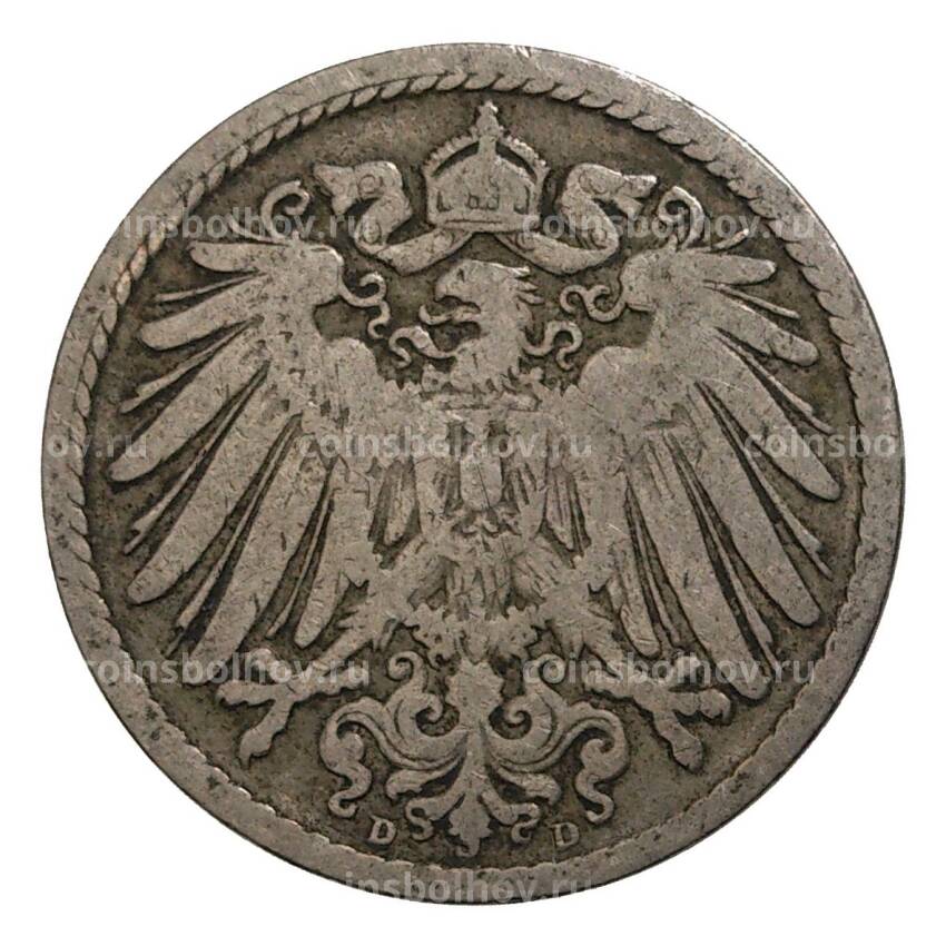 Монета 5 пфеннигов 1893 года D Германия (вид 2)