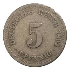 Монета 5 пфеннигов 1894 года D Германия (аверс)