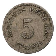 Монета 5 пфеннигов 1898 года J Германия (аверс)
