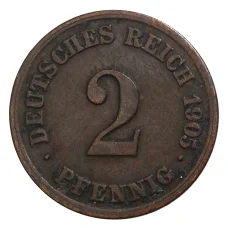 Монета 2 пфеннига 1905 года Е Германия (аверс)