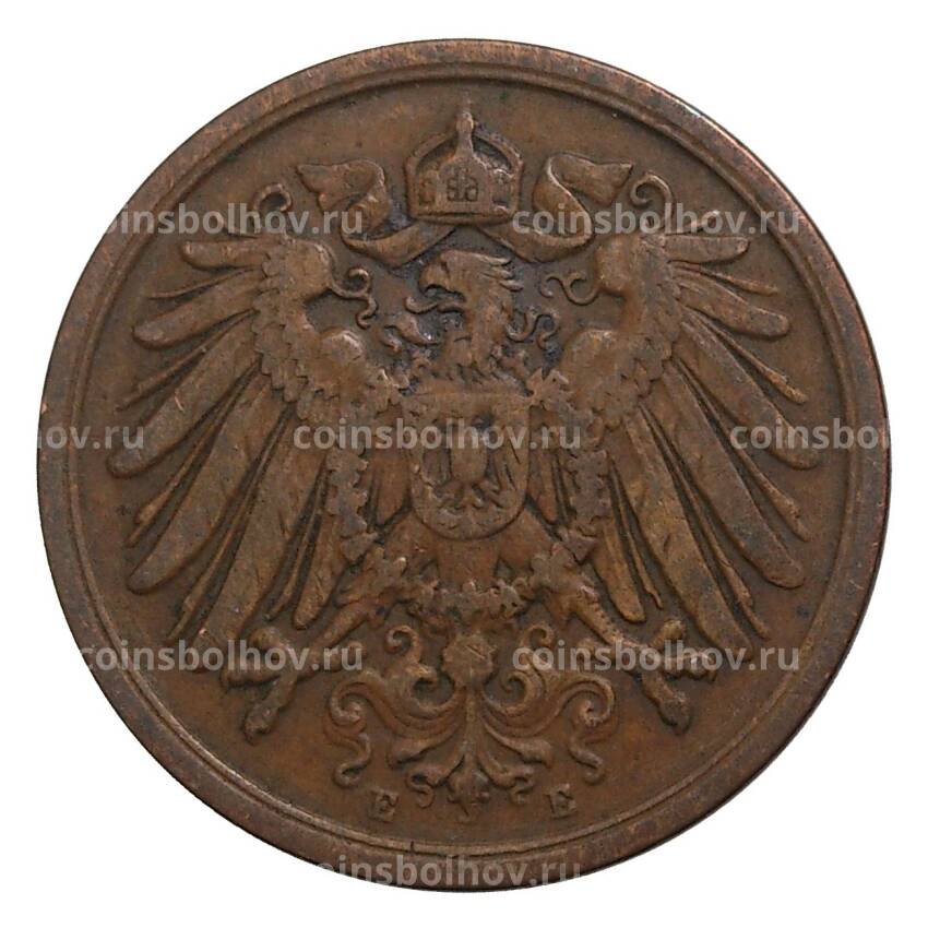Монета 2 пфеннига 1908 года Е Германия (вид 2)