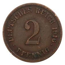 Монета 2 пфеннига 1916 года G Германия (аверс)