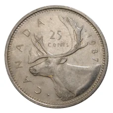 Монета 25 центов 1987 года Канада (аверс)