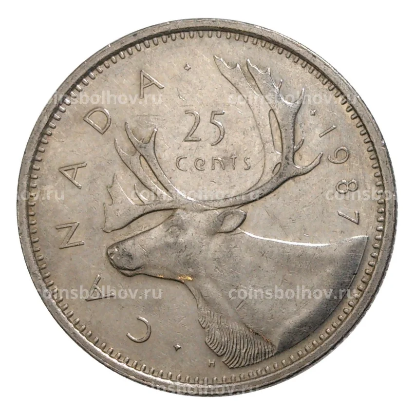Монета 25 центов 1987 года Канада