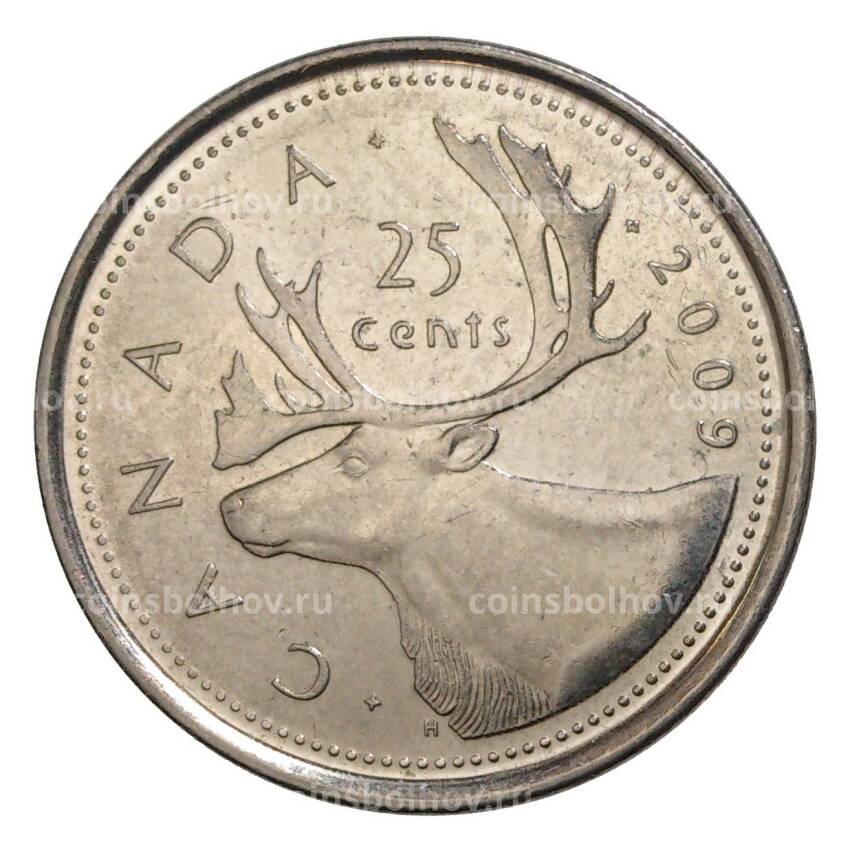 Монета 25 центов 2009 года Канада