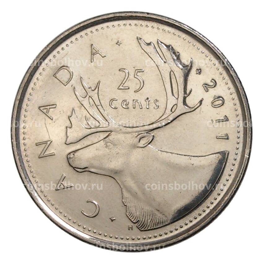 Монета 25 центов 2011 года Канада