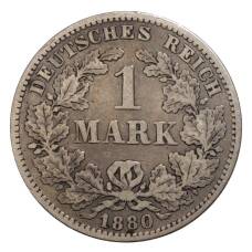 Монета 1 марка 1880 года Е Германия (аверс)