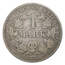 Монета 1 марка 1878 года В Германия (аверс)