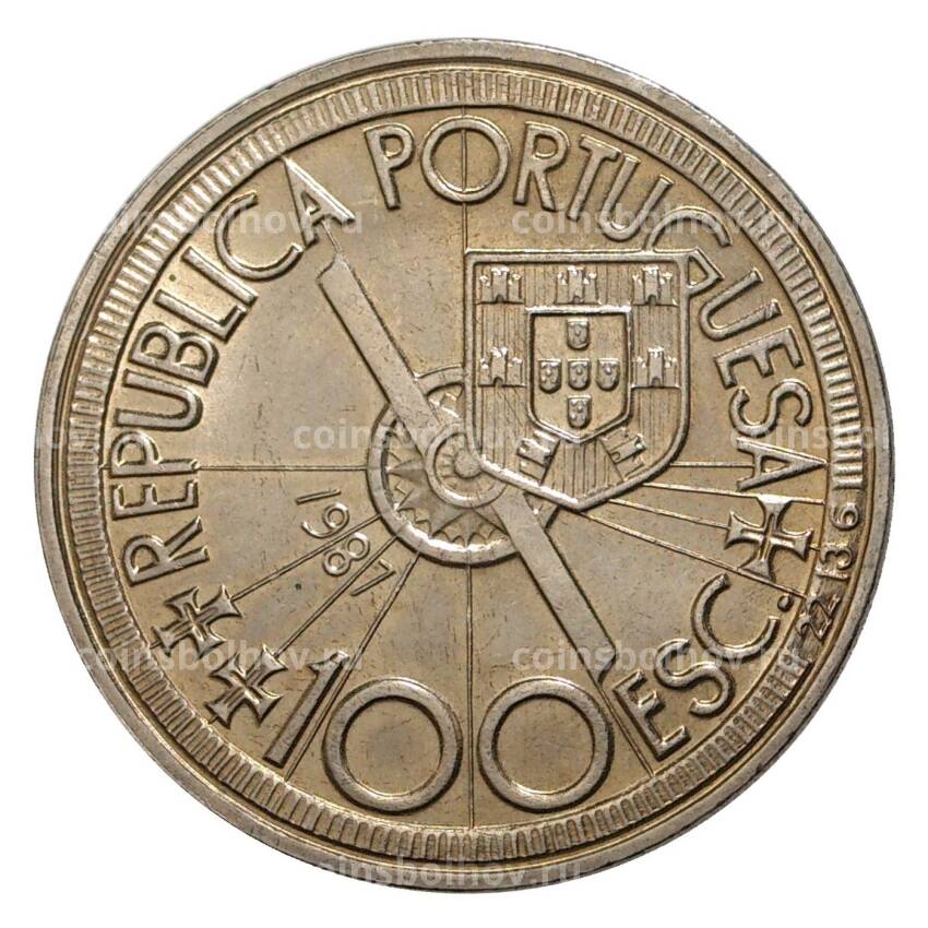 Монета 100 эскудо 1987 года Португалия «Золотой век открытий — Диогу Кан» (вид 2)