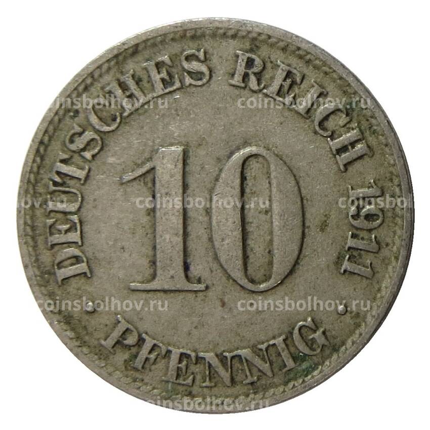 Монета 10 пфеннигов 1911 года D Германия