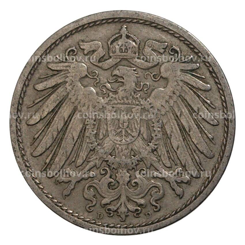 Монета 10 пфеннигов 1907 года D Германия (вид 2)