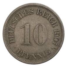 Монета 10 пфеннигов 1907 года F Германия (аверс)