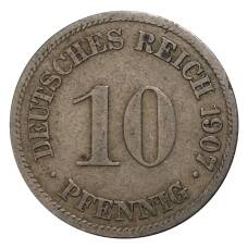Монета 10 пфеннигов 1907 года G Германия (аверс)