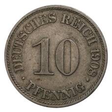 Монета 10 пфеннигов 1908 года А Германия (аверс)