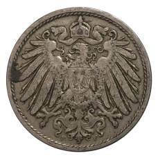 Монета 10 пфеннигов 1908 года F Германия (реверс)