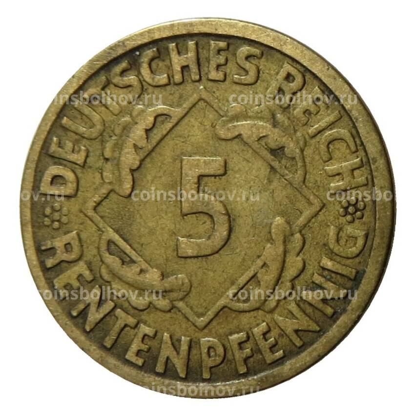 Монета 5 рентенпфеннигов 1924 года J Германия (вид 2)