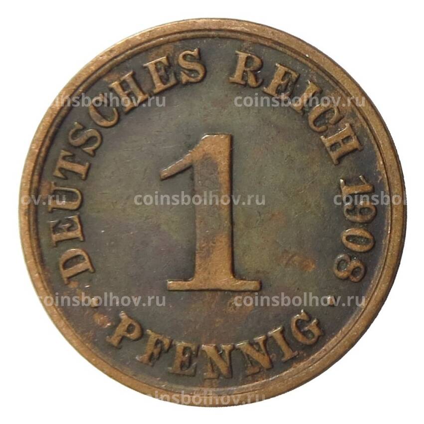 Монета 1 пфенниг 1908 года A Германия