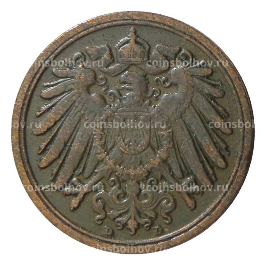 Монета 1 пфенниг 1911 года D Германия (вид 2)