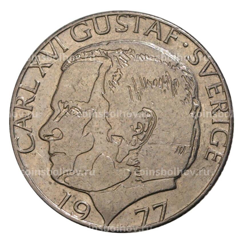 Монета 1 крона 1977 года Швеция