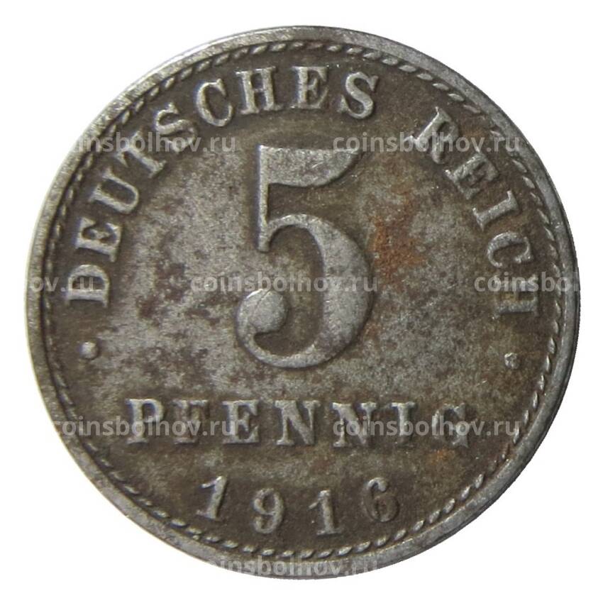 Монета 5 пфеннигов 1916 года A Германия