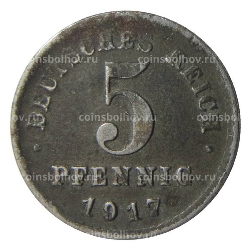 Монета 5 пфеннигов 1917 года D Германия