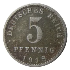 Монета 5 пфеннигов 1918 года A Германия (аверс)