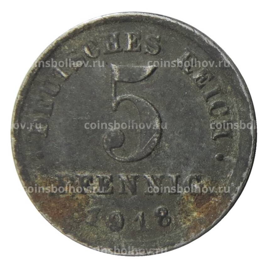 Монета 5 пфеннигов 1918 года J Германия