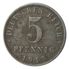 Монета 5 пфеннигов 1919 года A Германия (аверс)