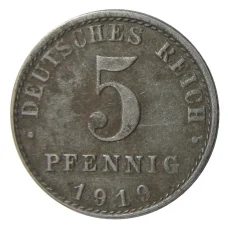 Монета 5 пфеннигов 1919 года A Германия (аверс)