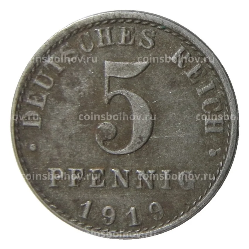 Монета 5 пфеннигов 1919 года A Германия