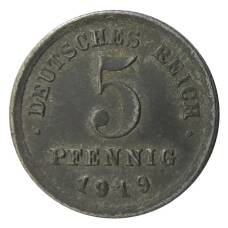 Монета 5 пфеннигов 1919 года E Германия (аверс)