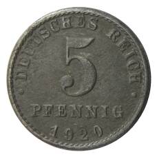 Монета 5 пфеннигов 1920 года A Германия (аверс)