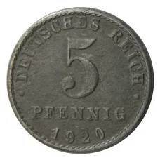 Монета 5 пфеннигов 1920 года A Германия (аверс)