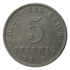 Монета 5 пфеннигов 1921 года A Германия (аверс)