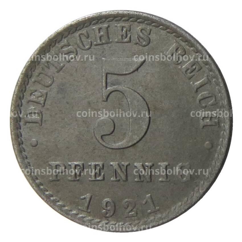 Монета 5 пфеннигов 1921 года A Германия