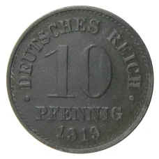 Монета 10 пфеннигов 1919 года Германия (аверс)