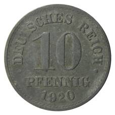 Монета 10 пфеннигов 1920 года Германия (аверс)