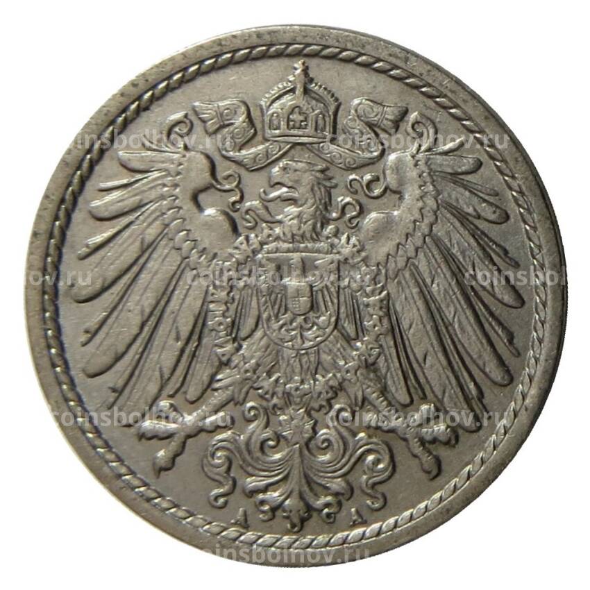 Монета 5 пфеннигов 1910 года A Германия (вид 2)