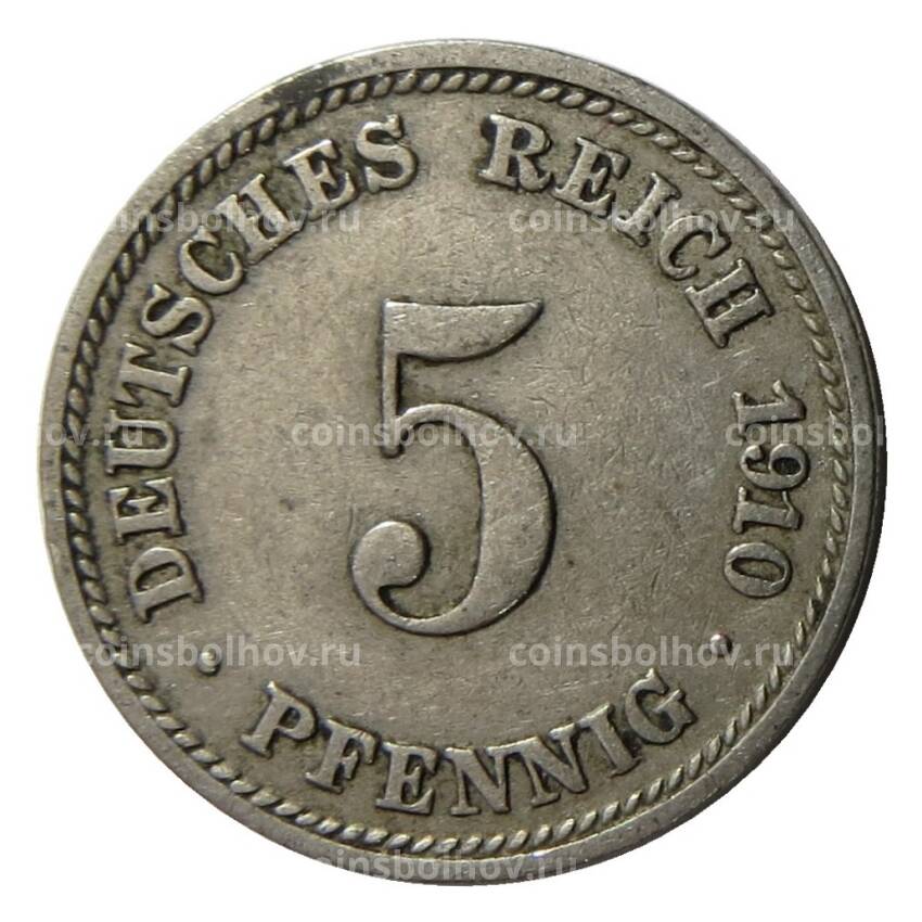 Монета 5 пфеннигов 1910 года D Германия