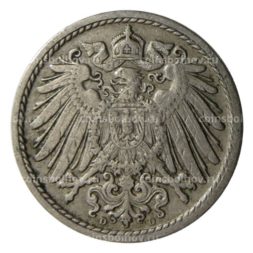 Монета 5 пфеннигов 1910 года D Германия (вид 2)