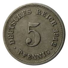 Монета 5 пфеннигов 1912 года F Германия (аверс)